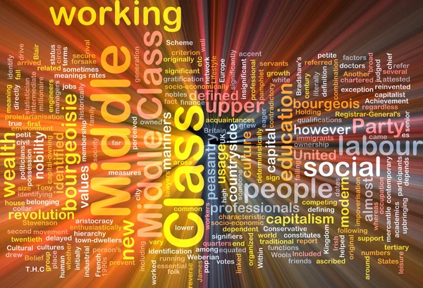 Medelklassen bakgrund wordcloud koncept illustration glödande — Stockfoto