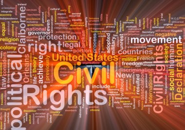 Sivil haklar wordcloud konsept illüstrasyon parlayan