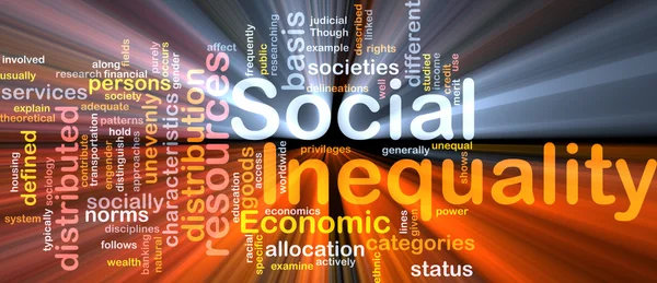 Ilustración del concepto de wordcloud de desigualdad social brillando —  Fotos de Stock