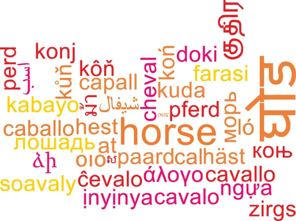 Άλογο γλωσσών στα wordcloud φόντο έννοια — Φωτογραφία Αρχείου