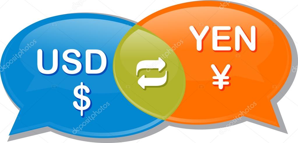 Usd Yen Currency Exchange Rate Conversation Negotiation Illustra - 