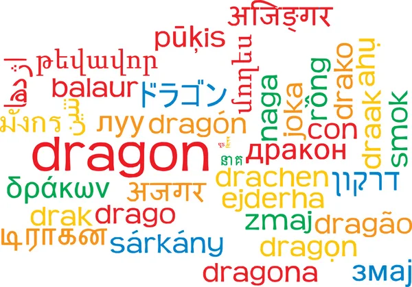 Dragon multilingua wordcloud concetto di sfondo — Foto Stock