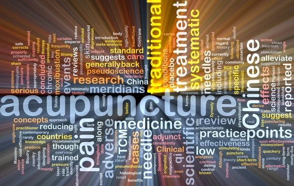 Acupuncture wordcloud concept illustration glowing — Stock Photo, Image