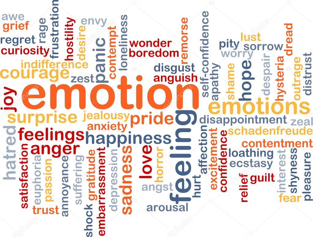 Emotion wordcloud concept illustration