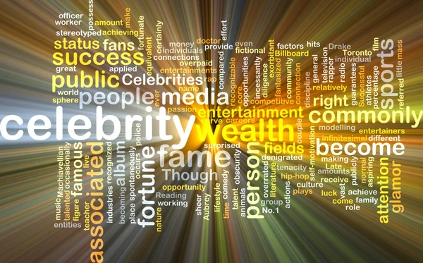 Celebrity wordcloud concept illustration glowing — Stock Photo, Image