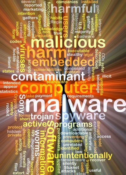 Malware wordcloud concept illustration glowing — Stock Photo, Image