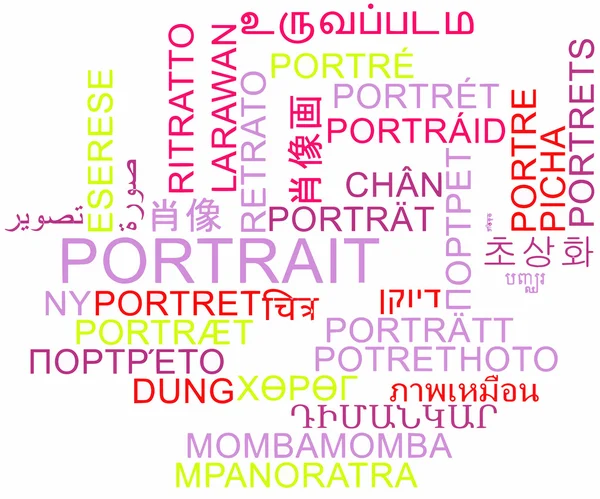 Portrait multilanguage wordcloud background concept — Stock Photo, Image