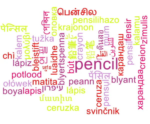 Pencil multilanguage wordcloud background concept — Stock Photo, Image