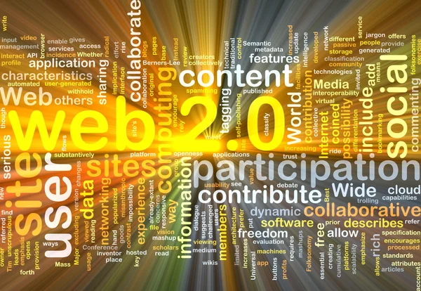 Web 2.0 wordcloud concept illustration glowing — Stock Photo, Image