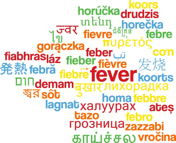 Fièvre multilingue wordcloud concept de fond — Photo