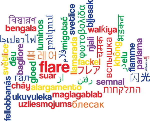 Flare conceito de fundo wordcloud multilíngue — Fotografia de Stock