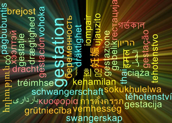 Dräktigheten multilanguage wordcloud bakgrund begreppet glödande — Stockfoto