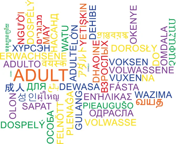 Adult multilanguage wordcloud background concept — Stock Photo, Image