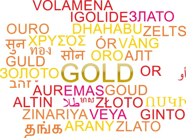 Zlato multilanguage wordcloud pozadí koncepce — Stock fotografie