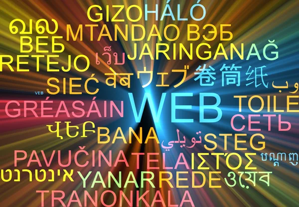 Web multilanguage wordcloud background concept glowing — Stock Photo, Image