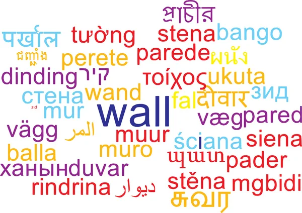 Väggen multilanguage wordcloud bakgrunden koncept — Stockfoto