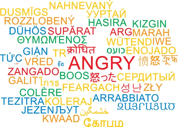 Сердитая многоязычная концепция Wordcloud — стоковое фото