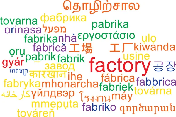 Fábrica multilenguaje wordcloud concepto de fondo —  Fotos de Stock