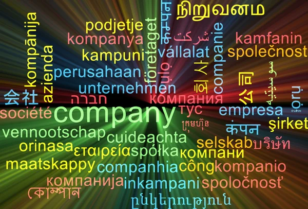 Företag multilanguage wordcloud bakgrund begreppet glödande — Stockfoto