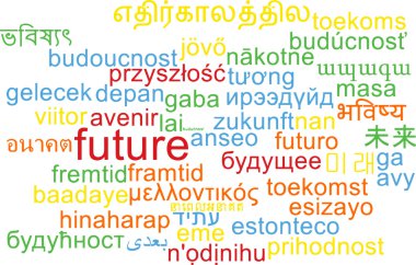 Gelecekte çoklu dil wordcloud arka plan kavramı