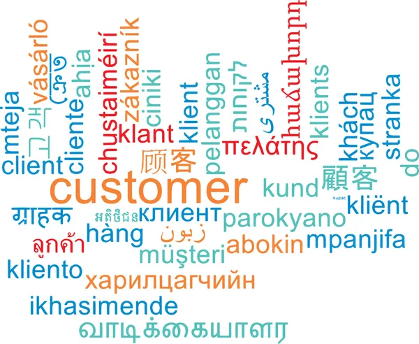 Concepto de fondo de wordcloud multilenguaje para clientes — Foto de Stock