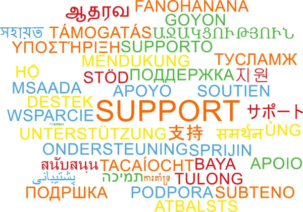 Support multilanguage wordcloud background concept — Stock Photo, Image