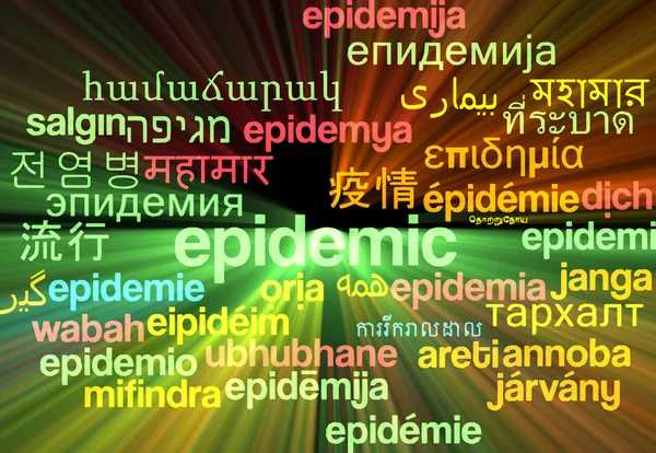 Épidémie multilingue wordcloud concept de fond lumineux — Photo