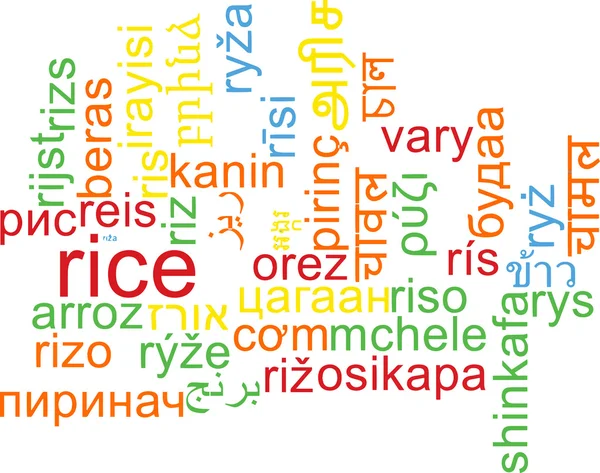 Concepto de fondo de wordcloud multilenguaje Rice — Foto de Stock