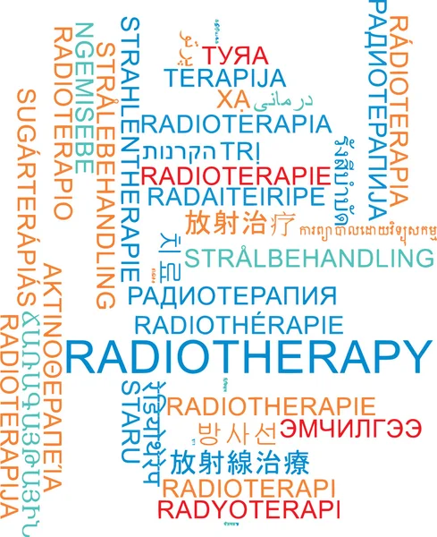 Strahlentherapie mehrsprachiges Wordcloud-Hintergrundkonzept — Stockfoto