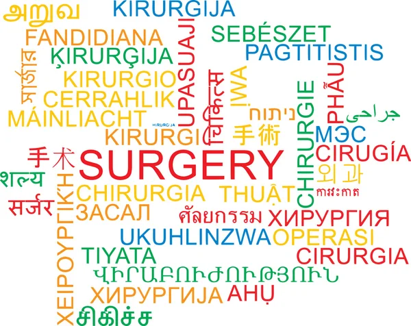 Kirurgi multilanguage wordcloud bakgrunden koncept — Stockfoto