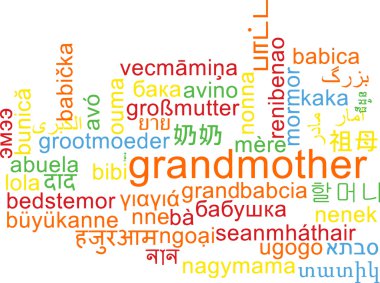 Büyükanne çok dilli wordcloud arka plan kavramı