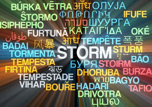 Storm multilenguaje wordcloud fondo concepto brillante —  Fotos de Stock