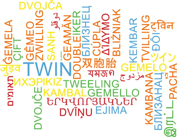 Dvojče vícejazyčné wordcloud pozadí koncepce — Stock fotografie