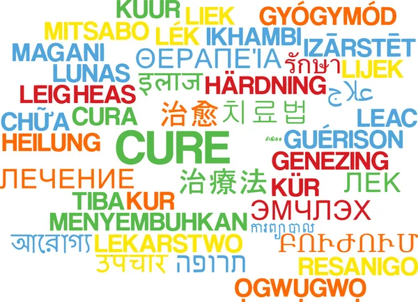 Cure multilanguage wordcloud background concept — Stock Photo, Image