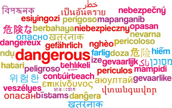 Dangerous multilanguage wordcloud background concept — Stock Photo, Image