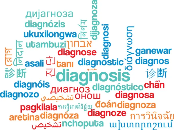 Diagnosen multilanguage wordcloud bakgrunden koncept — Stockfoto