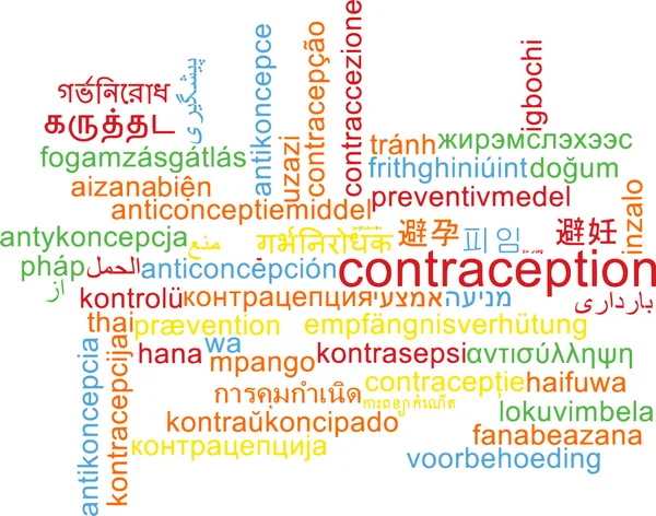 Contraccezione multilingua wordcloud concetto di fondo — Foto Stock