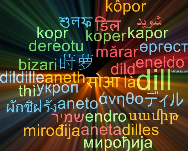 Kopr vícejazyčné wordcloud pozadí koncepce zářící — Stock fotografie