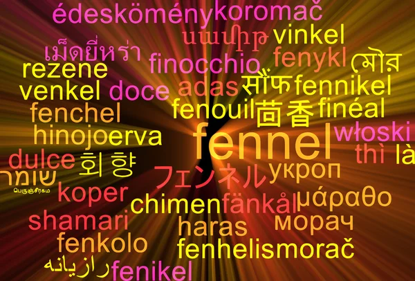 Фенхель многоязычный словарный фон — стоковое фото