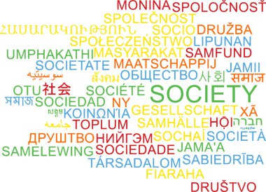 Toplum çoklu dil wordcloud arka plan kavramı