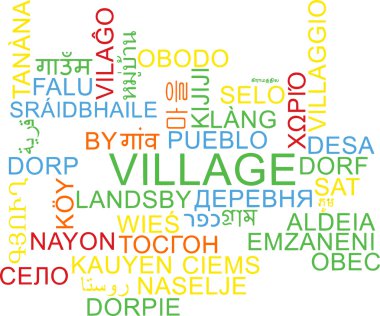 Köy çok dilli wordcloud arka plan kavramı
