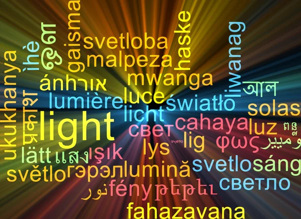 Light multilanguage wordcloud background concept glowing — Stock Photo, Image