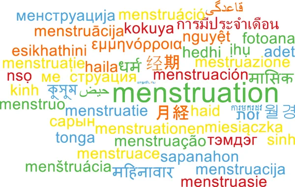 Menstruation multilanguage wordcloud background concept — Stock Photo, Image