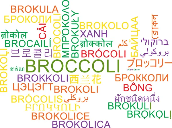 Brokolici vícejazyčné wordcloud pozadí koncepce — Stock fotografie