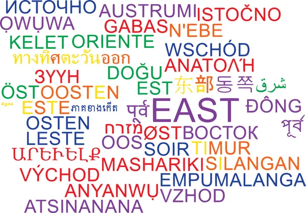 Ανατολή γλωσσών στα wordcloud φόντο έννοια — Φωτογραφία Αρχείου