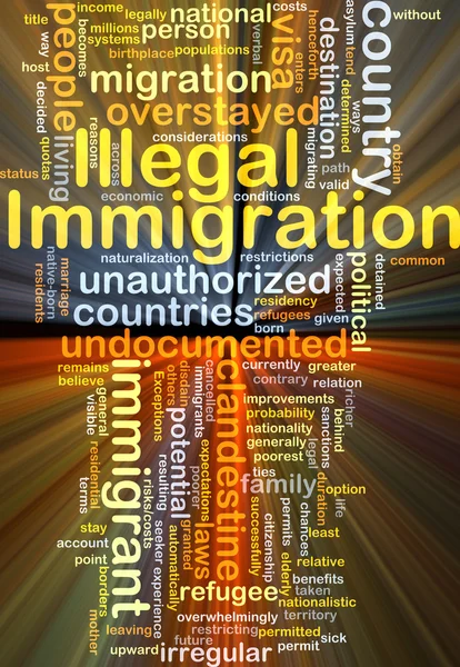 Illegal immigration background concept glowing — Stock Photo, Image