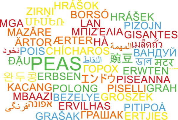 Guisantes multilenguaje wordcloud background concept — Foto de Stock