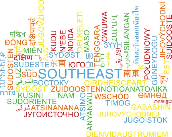 Southeast multilingue wordcloud concept de fond — Photo