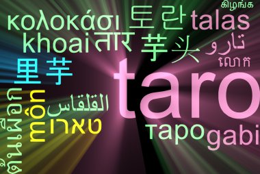 Taro multilanguage wordcloud background concept glowing