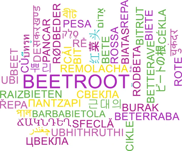 Beetroot multilanguage wordcloud background concept — Stock Photo, Image